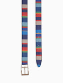 Cintura accorciabile e reversibile unisex pelle martellata righe multicolor blu - Gallo 1927 - Official Online Shop