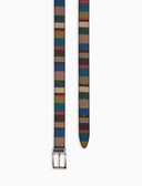 Cintura accorciabile e reversibile unisex pelle martellata beige righe multicolor - Gallo 1927 - Official Online Shop