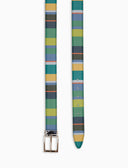 Cintura accorciabile e reversibile unisex pelle martellata righe multicolor verde - Gallo 1927 - Official Online Shop