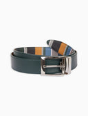 Cintura accorciabile e reversibile unisex pelle martellata grigio righe multicolor