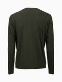 T-shirt maniche lunghe uomo cotone verde tinto capo e taschino pile multicolor - Gallo 1927 - Official Online Shop