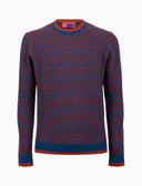 Pull girocollo uomo lana blu fantasia a due colori - Gallo 1927 - Official Online Shop
