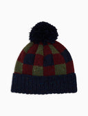 Berretto con risvolto e pom pon unisex lana blu fantasia scacchiera - Gallo 1927 - Official Online Shop