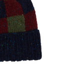 Berretto con risvolto e pom pon unisex lana blu fantasia scacchiera - Gallo 1927 - Official Online Shop