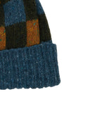 Berretto con risvolto e pom pon unisex lana verde fantasia scacchiera - Gallo 1927 - Official Online Shop