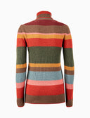 Pull dolcevita donna lana, viscosa e cashmere rosa a coste righe multicolor - Gallo 1927 - Official Online Shop
