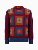 Pull girocollo uomo lana verde fantasia quadri concentrici - Gallo 1927 - Official Online Shop