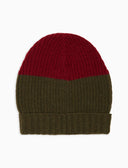 Berretto con risvolto unisex lana verde fantasia color block - Gallo 1927 - Official Online Shop