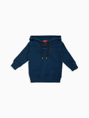 Felpa chiusa con cappuccio bambino cotone blu tinto capo - Gallo 1927 - Official Online Shop