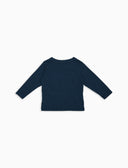 T-shirt maniche lunghe bambino cotone blu tinto capo e taschino pile multicolor - Gallo 1927 - Official Online Shop