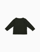 T-shirt maniche lunghe bambino cotone verde tinto capo e taschino pile multicolor - Gallo 1927 - Official Online Shop