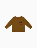 T-shirt maniche lunghe bambino cotone giallo tinto capo e taschino pile multicolor - Gallo 1927 - Official Online Shop