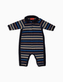 Tutina senza piedi bambino pile blu righe multicolor - Gallo 1927 - Official Online Shop
