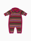 Tutina senza piedi bambino pile viola righe multicolor - Gallo 1927 - Official Online Shop