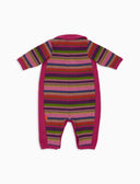 Tutina senza piedi bambino pile viola righe multicolor - Gallo 1927 - Official Online Shop