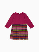 Vestito a trapezio maniche lunghe bambino pile viola tinta unita e righe multicolor - Gallo 1927 - Official Online Shop