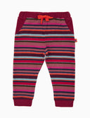 Lange Kinderhose aus Fleece in Rosa mit Multicolor-Streifen