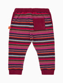 Lange Kinderhose aus Fleece in Rosa mit Multicolor-Streifen