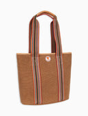 Borsa shopping grande donna in canvas di cotone beige tinta unita