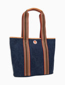 Borsa shopping grande donna in canvas di cotone blu tinta unita - Gallo 1927 - Official Online Shop