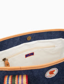 Borsa shopping grande donna in canvas di cotone blu tinta unita - Gallo 1927 - Official Online Shop