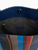 Borsa shopping grande donna in pelle martellata blu righe multicolor - Gallo 1927 - Official Online Shop