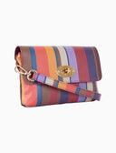 Borsa mini a tracolla donna in pelle martellata bordò righe multicolor - Gallo 1927 - Official Online Shop