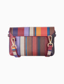 Borsa mini a tracolla donna in pelle martellata bordò righe multicolor - Gallo 1927 - Official Online Shop