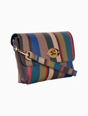 Borsa mini a tracolla donna in pelle martellata beige righe multicolor - Gallo 1927 - Official Online Shop