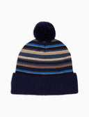 Berretto unisex pile blu righe multicolor con risvolto in maglia - Gallo 1927 - Official Online Shop