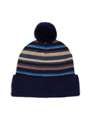 Berretto unisex pile blu righe multicolor con risvolto in maglia - Gallo 1927 - Official Online Shop