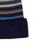 Berretto unisex pile blu righe multicolor con risvolto in maglia - Gallo 1927 - Official Online Shop