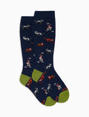 Calze lunghe bambino cotone blu fantasia gatti con topini e gomitoli - Gallo 1927 - Official Online Shop