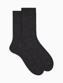 Calcetines cortos para hombre de lana grises, de canalé liso