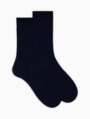 Calze corte uomo lana blu a coste tinta unita - Gallo 1927 - Official Online Shop