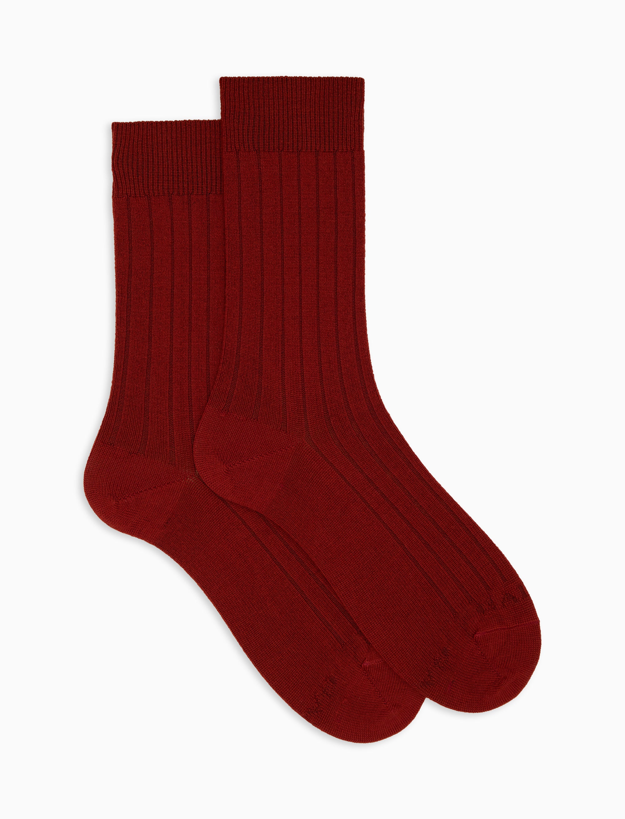 Men's short plain ribbed socks in orange wool | Gallo