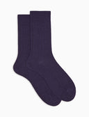 Calcetines cortos para hombre de lana morados, de canalé liso