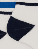 Calze corte unisex spugna di cotone bianco con righe e scritta gallo - Gallo 1927 - Official Online Shop