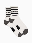 Calze corte unisex spugna di cotone bianco con righe e scritta gallo - Gallo 1927 - Official Online Shop
