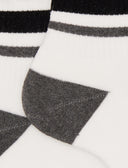 Calze corte unisex spugna di cotone bianco con righe e scritta gallo - Gallo 1927 - Official Online Shop