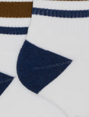 Calze corte unisex spugna di cotone bianco con righe e scritta gallo - Gallo 1927 - Official Online Shop