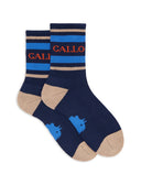 Kurze Unisex-Socken Frottee-Baumwolle blau mit Streifen und Gallo-Schriftzug