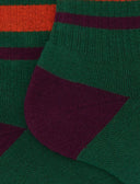 Calze corte unisex spugna di cotone verde con righe e scritta gallo - Gallo 1927 - Official Online Shop