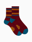 Calze corte unisex spugna di cotone rosso con righe e scritta gallo - Gallo 1927 - Official Online Shop