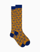 Calze lunghe donna cotone fantasia palme giallo - Gallo 1927 - Official Online Shop