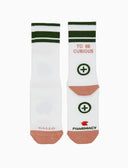 Calze corte unisex in spugna di cotone bianco Gallo pharmacy con scritta "to be curious" - Gallo 1927 - Official Online Shop