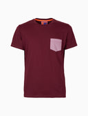 T-shirt girocollo uomo cotone tinta unita bordò con taschino seersucker - Gallo 1927 - Official Online Shop
