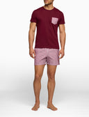 T-shirt girocollo uomo cotone tinta unita bordò con taschino seersucker - Gallo 1927 - Official Online Shop