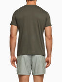 T-shirt girocollo uomo cotone tinta unita verde con taschino seersucker - Gallo 1927 - Official Online Shop