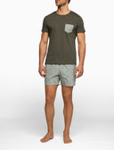 T-shirt girocollo uomo cotone tinta unita verde con taschino seersucker - Gallo 1927 - Official Online Shop